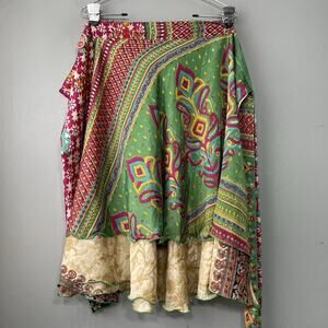 Silky Wrap Skirt One Size Reversible Sari Sarong Tribal Ethnic Bohemian Gypsy